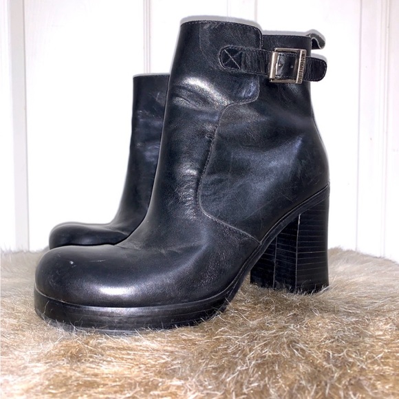 Harley Davidson Women's Black Leather Zip Up High Heel Motorcycle Boots - Picture 12 of 12